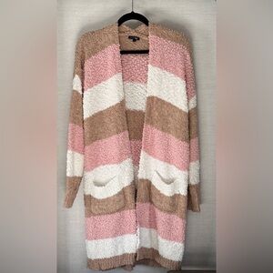Papermoon Striped Popcorn Knit Longline Cardigan - Size L